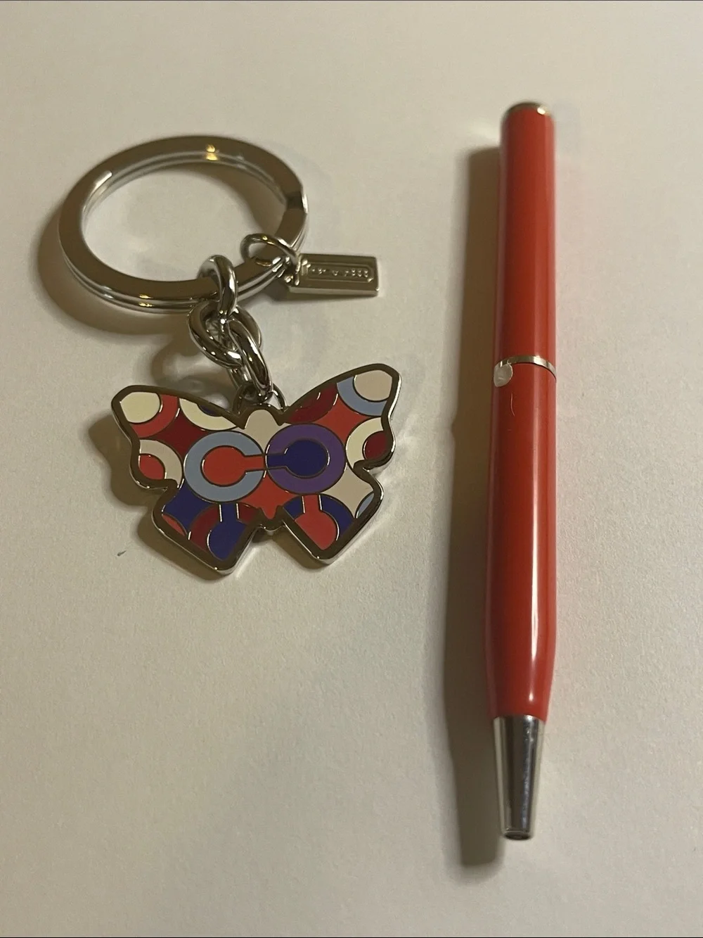 Coach Butterfly C Pattern Keychain and Coach Pen